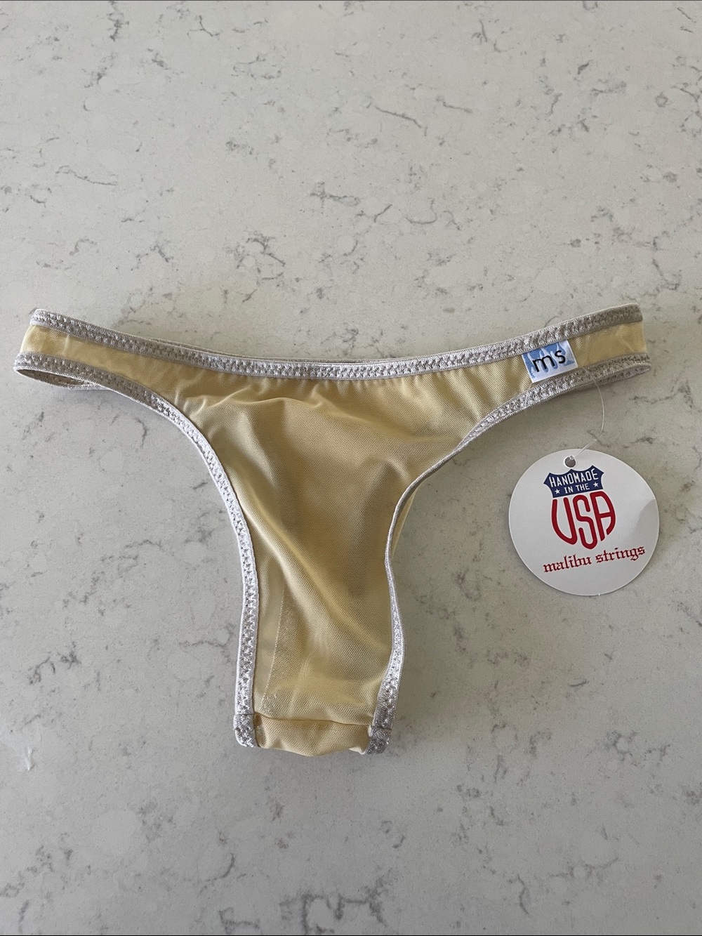 Women's Metallic Gold Thong Bikini Bottom